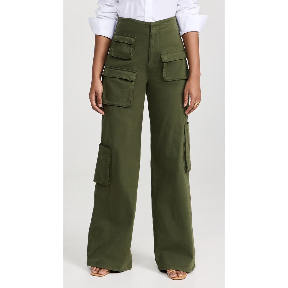 Afrm 'Maxwell' Green Wide Leg Cargo Pants Size 25